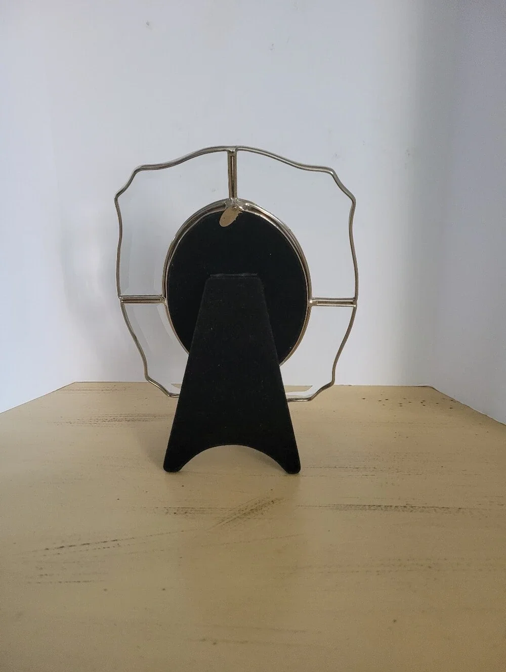 Vintage Stained Glass Picture Frame Oval Wall Decor Elegant Clear & Silver